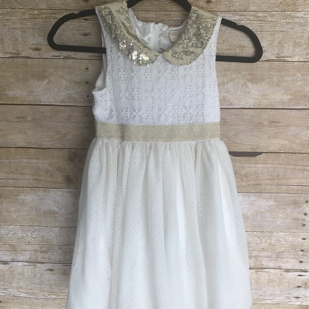 Girls gold sequin tulle dresss size large SKU#16